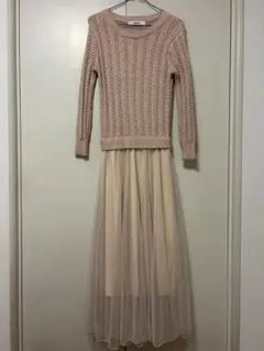 DHOLIC ツーピース風ニットチュールワンピース