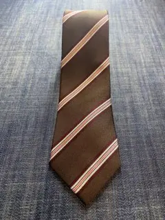 UNITED ARROWSブラウンシルクピンクレジメンタルタイAINEXX日本製