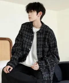 neos ルーズシルエット ツイード チェック 長袖シャツ ジャケット