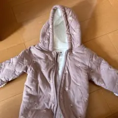 H&M オーガニックコットン フード付きコート 薄いピンク