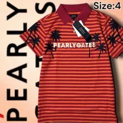 新品下札付 4 パーリーゲイツ 日本製 ボーダー 半袖ポロシャツ 定価20900