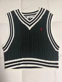 U.S. POLO ASSN. ダークグリーン ニットベスト Fのサムネイル