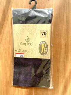 Surpied 70デニール ラメ入りチェック柄紫系 M-Lサイズ タイツ