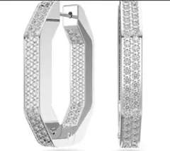 スワロフスキーSwarovskiDexteraフープピアスオクタゴンシェイプ 中