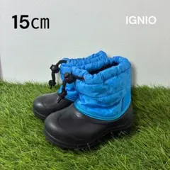 IGGNIO ブラック ブルー 15 ベビーブーツ スノーブーツ 長靴 裏起毛