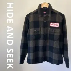 HIDE AND SEEK ウールシャツジャケット CPO ブラウン ブラックのサムネイル