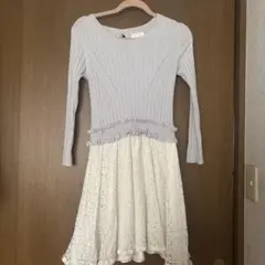 LIZ LISA リブ編みレースドッキングワンピース