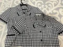 11号事務服２枚セット！チェック柄リボン付き半袖オーバーシャツ