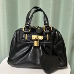 サマンサタバサ ブラックレザー ハンドバッグ