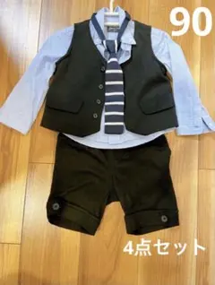 フォーマルスーツ 90cm 黒・水色　男の子