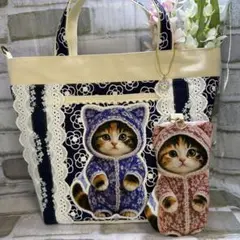 コヤンイサムチョン ハンドメイド⭐️あおりポケット付き巾着バッグ