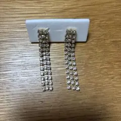 クリスタルストーン ロングイヤリング ゴールドトーン