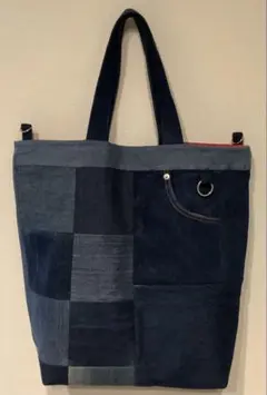 【ハンドメイド】トートバッグ　デニムリメイク　パッチワーク（B）