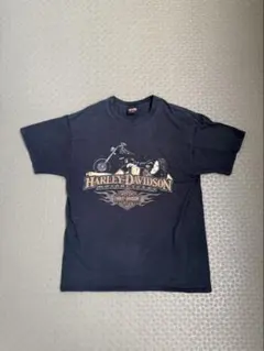 USA製 ハーレーダビッドソン Tシャツ XL 墨黒 BEEFY 星条旗 03年