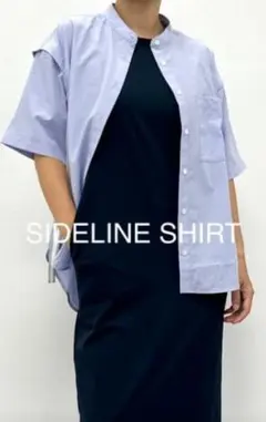 HEREIAM サイドラインシャツ 五分袖 シャツ ライトブルー