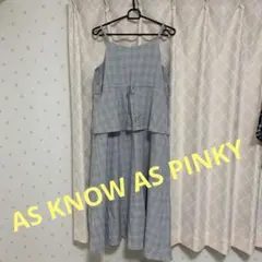 *新品*AS KNOW AS PINKYグレー系チェック柄キャミワンピース