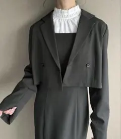 バックリボンテーラードジャケット+キャミワンピース　セット　M