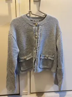 GU フリンジダブルポケットニットジャケット