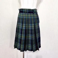 MAYSON GREY｜チェックプリーツスカート 裏地付（M）グリーン×ネイビー