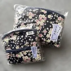 ちりめん桜柄ポーチ＆ティッシュケース
