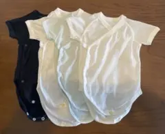 【60cm】UNIQLO BABY半袖ボディスーツ 4枚セット 前あきタイプ