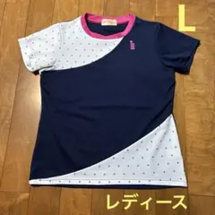 GOSEN ドット柄 半袖 ネイビー×ホワイト レディースLのサムネイル