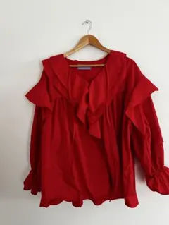 wee9s big collar frill blouse レッドのサムネイル