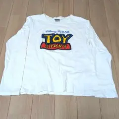 Tシャツ 長袖　ロンT　ディズニー　トイストーリー　ロゴ　白　刺繍　150