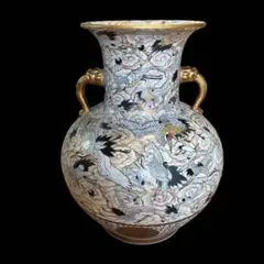 時代物 白薩摩 青地交趾 白鶴ヴィンテージ 花瓶 ペア 箱付き - メルカリ