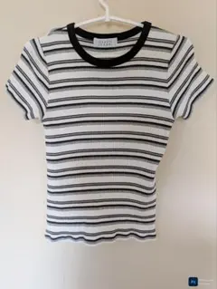 LOWRYS FARM リブ編みストライプTシャツ 半袖　Ｍサイズ