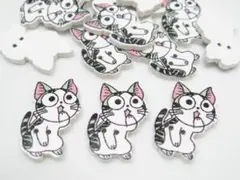 木製　飾りボタン　ウッド　猫　ネコ　２０個セット！★★Ⅲ