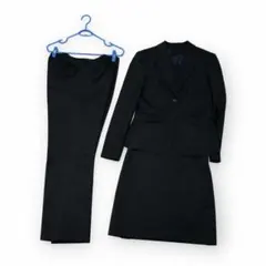 レミュー 洗える3点セット スーツ 黒 L/LL ジャケット パンツ スカート