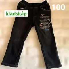 子供服　klädskåp裏起毛　恐竜刺繍　長ズボン　100cm