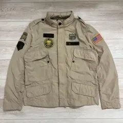 TOMMY ベージュ ミリタリージャケット ナイロン　アメリカ国旗付き