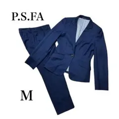 【美品】P.S.FA パンツスーツ 高級YUNSA生地　ネイビー 9号のサムネイル