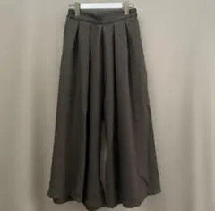 B03773 サマンサモスモスブルー　タック　ブラウン ワイド　クロップドパンツ