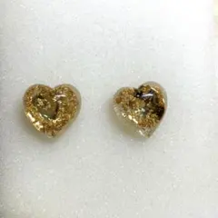 ☺︎ハンドメイド♡♡ハート金箔スタッドピアス