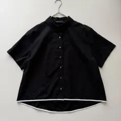 現行完売品✨mizuiro ind ラウンドカラー バイカラー 半袖シャツ 黒のサムネイル