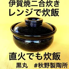 土鍋伊賀焼レンジ鍋二合炊き黒丸のサムネイル