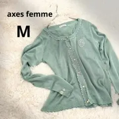アクシーズファム axes femme 刺繍レースニットカーディガン M 長袖