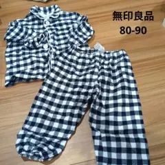 無印良品　フランネルパジャマ チェック柄 80-90