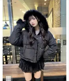 GRLマルチWayフード付きファーダウンジャケット 黒