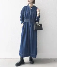 SHIPS any デニムシャツワンピース インディゴ Fサイズ