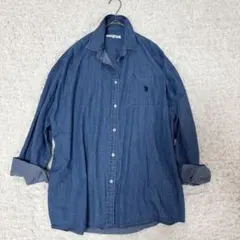 【U.S. POLO ASSN.】ポロデニムシャツ長袖ワンポイント刺繍フリー