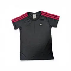 adidas 半袖Tシャツ 黒/ピンク ストライプ