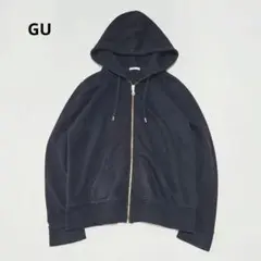 【大きいサイズ】ジーユー　GU　スウェットフルジップパーカー　XL　ブラック