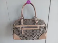 COACH コーチ　ハンドバッグ　シグネチャー　ブラウン