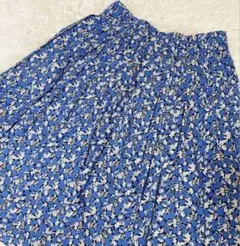 マッキントッシュフィロソフィー　ブルー小花柄　コットンフレアスカート