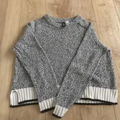 ニット セーター 長袖 白黒 カジュアル H&M S