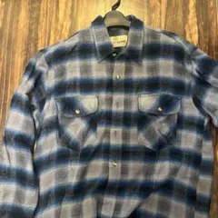 ST.PETER オンブレ シャドーチェック 古着ブルーグレー　グッドカラー